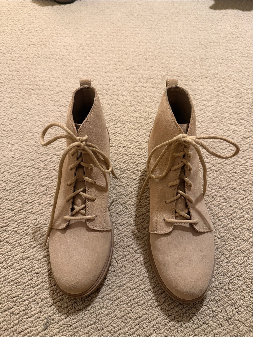 Sorel Women's Lace-Up Ankle Booties in Beige Suede